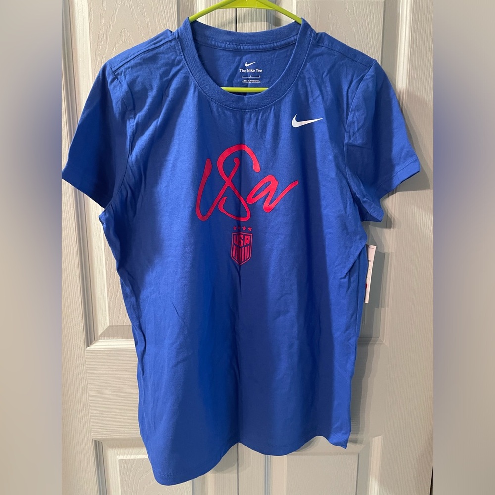 NWT Nike USA Soccer Core SS Women's T Shirt Size large blue W11942 Short Sleeve